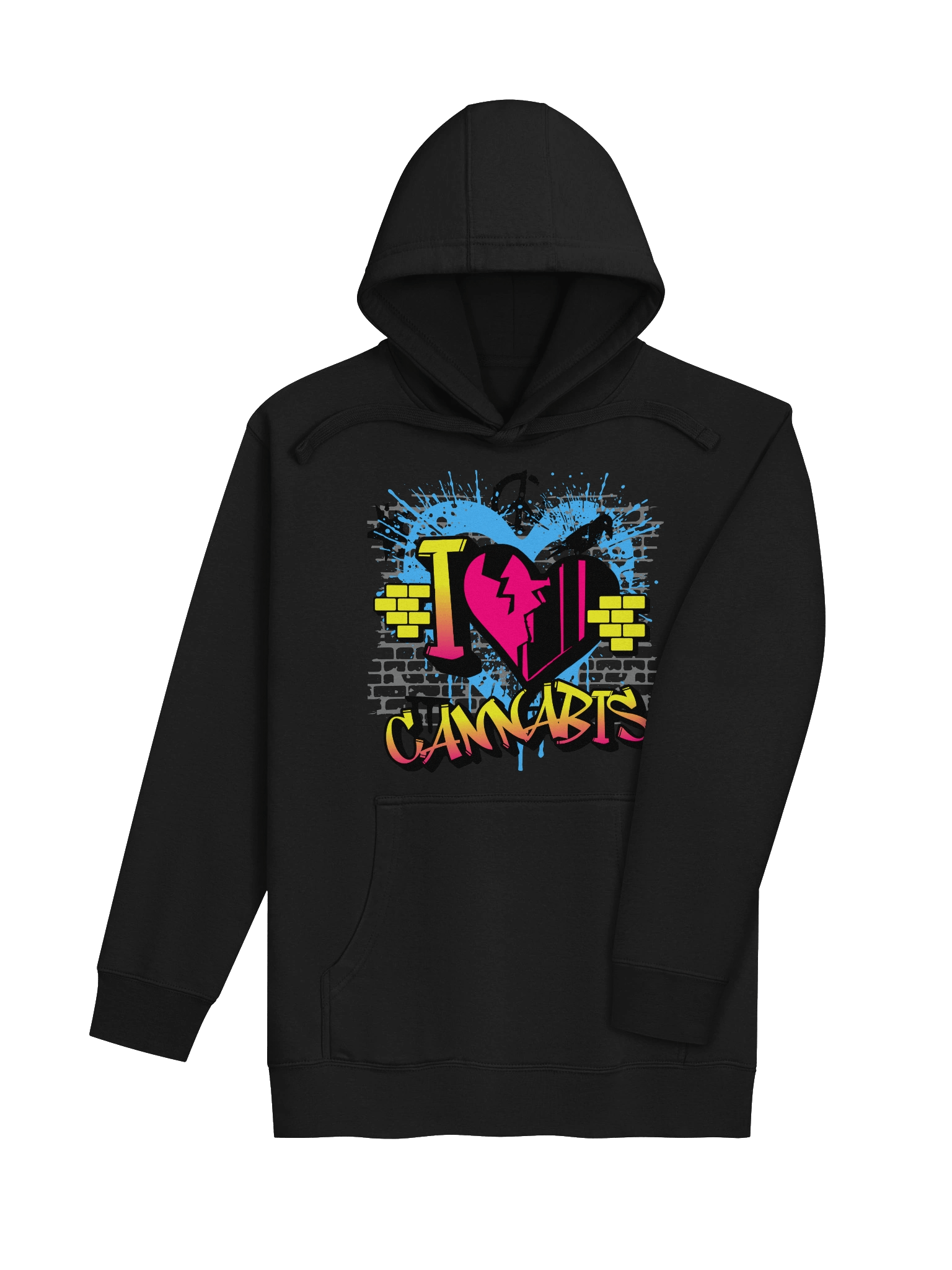 Graffiti "I ♥ Cannabis” Hoodie – Urban Street Weed Art Pullover | Premium Unisex Fit product image (5)