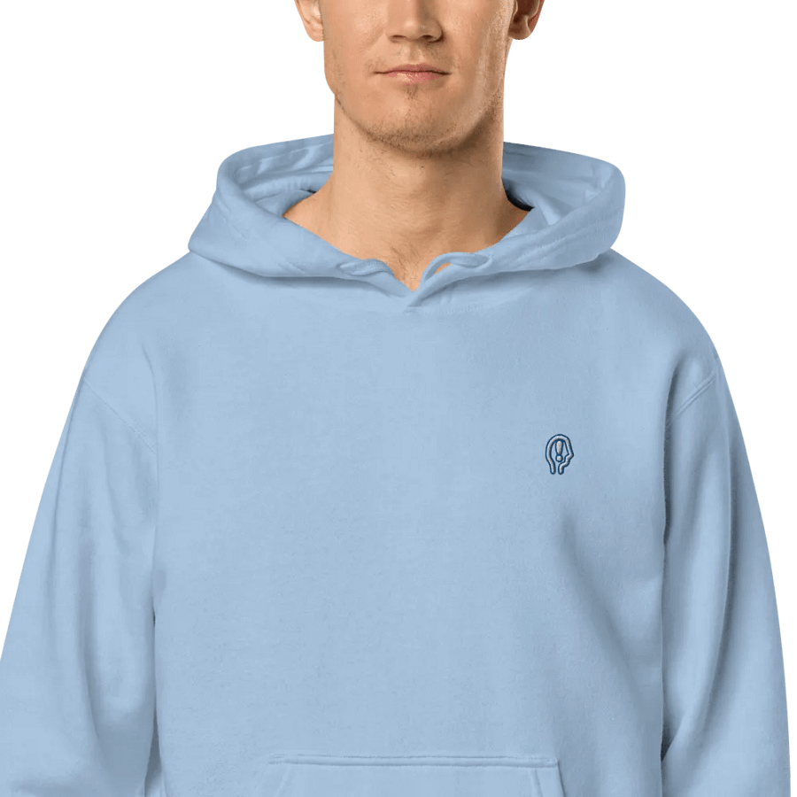 EXCLAIMING MENTALLY (sm. royal bubble design) embroidered pigment hoodie product image (2)