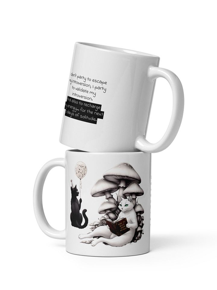 Personalized Extrovert Black Cat and Introvert White Cat White Glossy Mug product image (1)