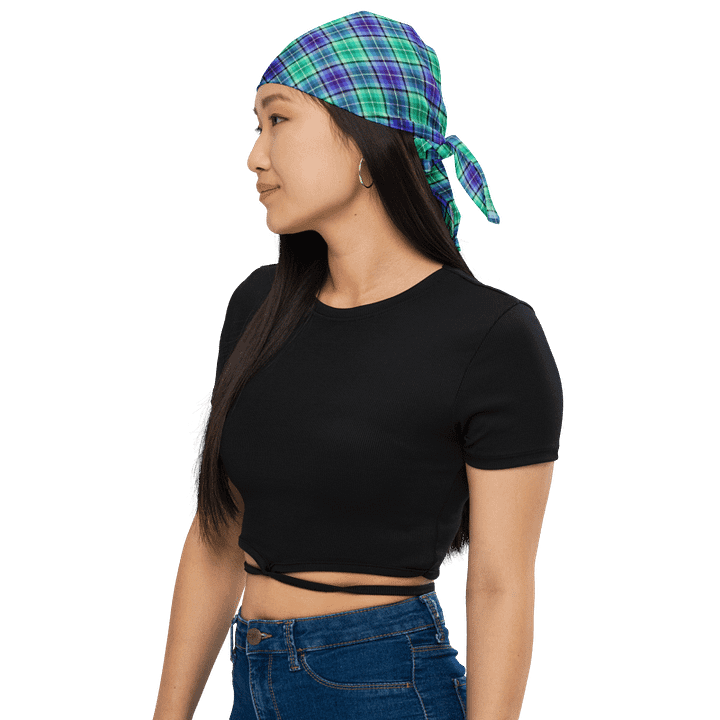 Bright Green and Purple Plaid Bandana product image (1)