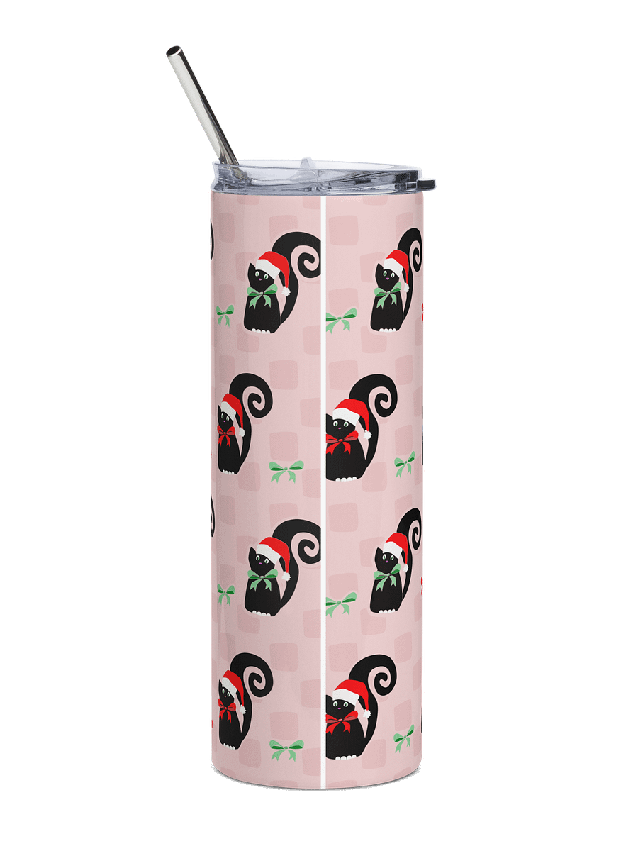 Christmas Kitties in a Row 20 oz Stainless Steel Tumbler with Straw - Pink product image (12)