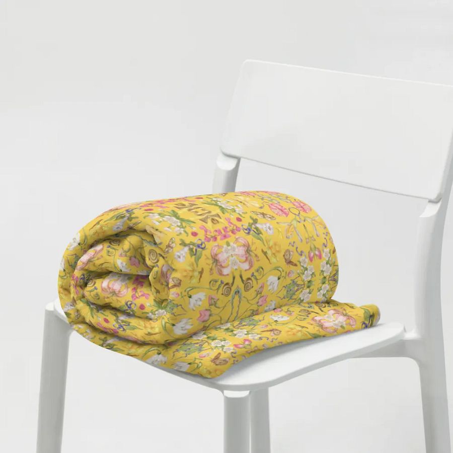 Exotic Blooming Floral Butterfly Yellow Throw Blanket product image (8)