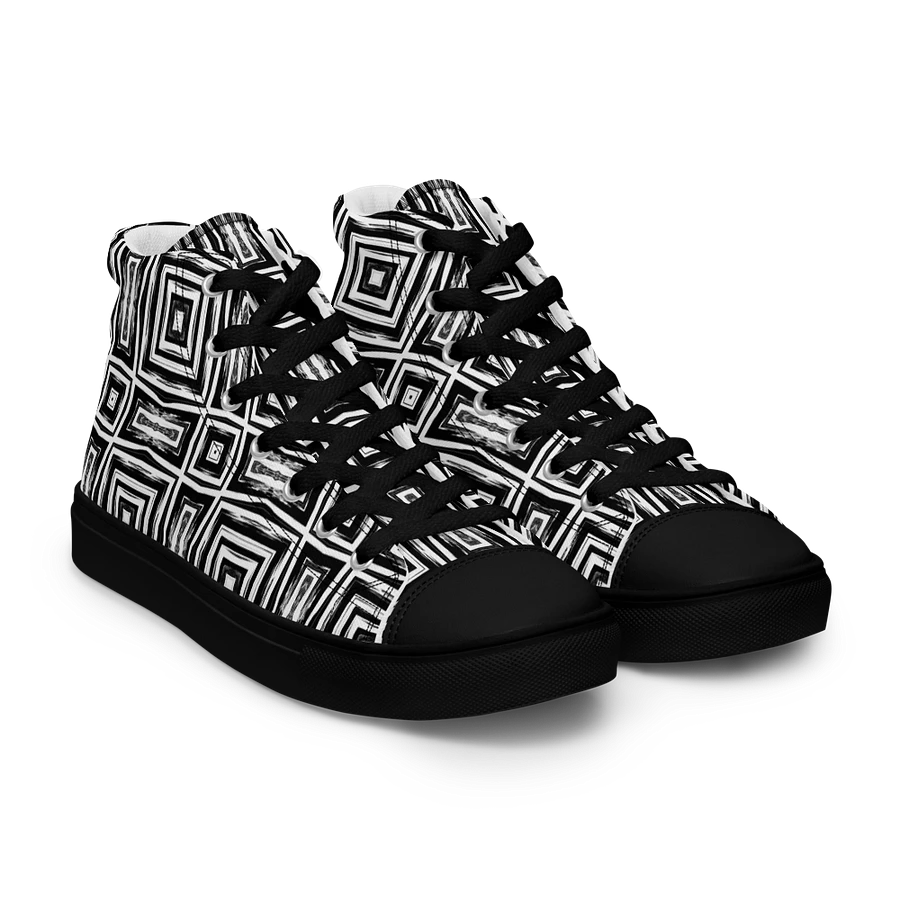 Abstract Monochrome Repeating Pattern Men's Canvas Shoe High Tops product image (25)