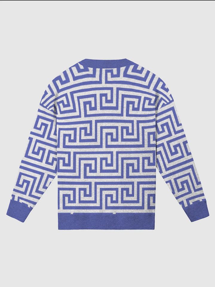 Blue Greek Key Knitted Relaxed Sweater product image (2)