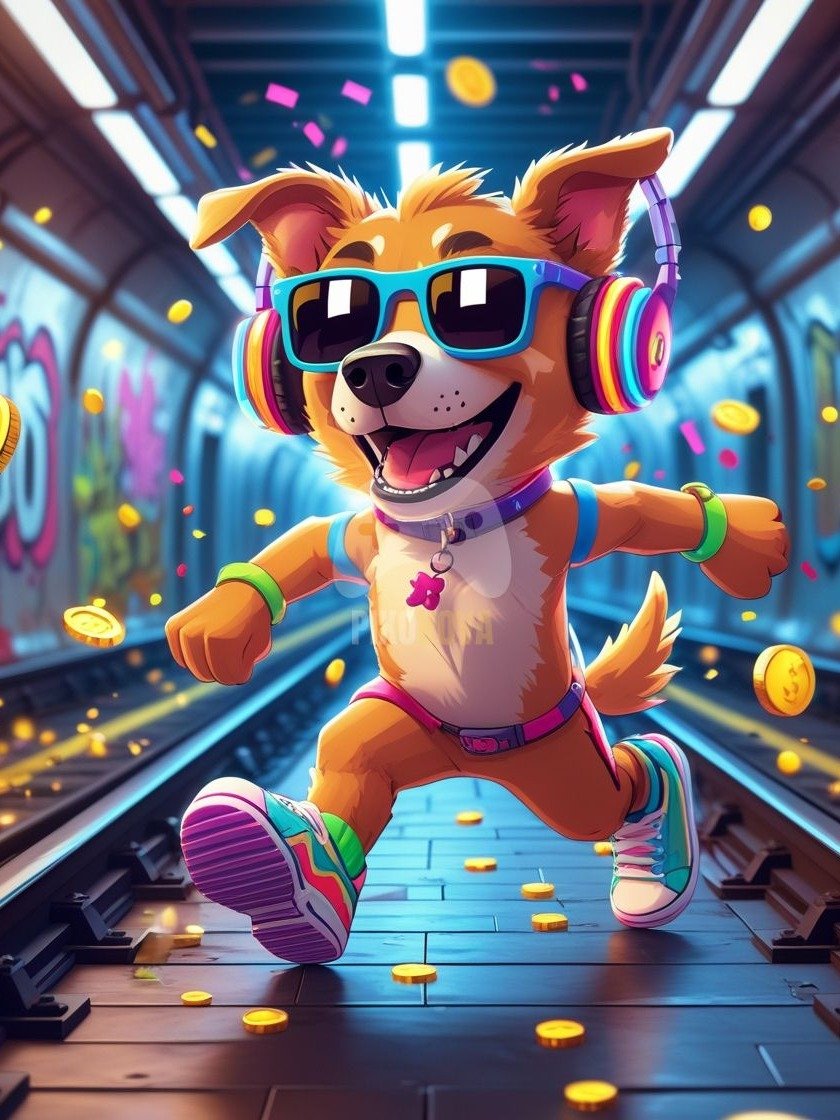Pixel Party Parade – Track 2: Subway Shuffle (Dog Mascot Edition) | 1120x1120 px | 4 Variations | PNG + PDF product image (3)