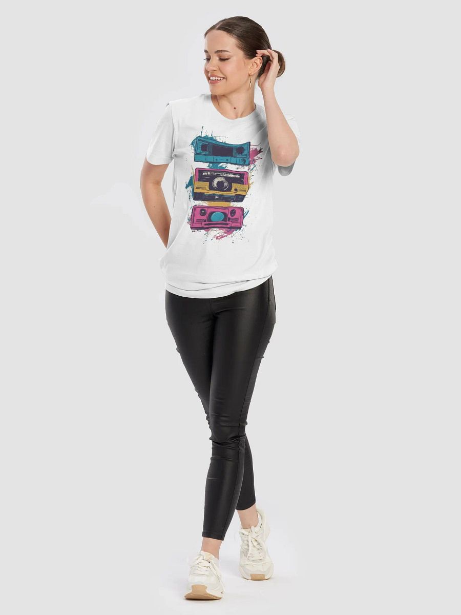 Retro Cassette Stack (Black/white T-shirt) product image (10)