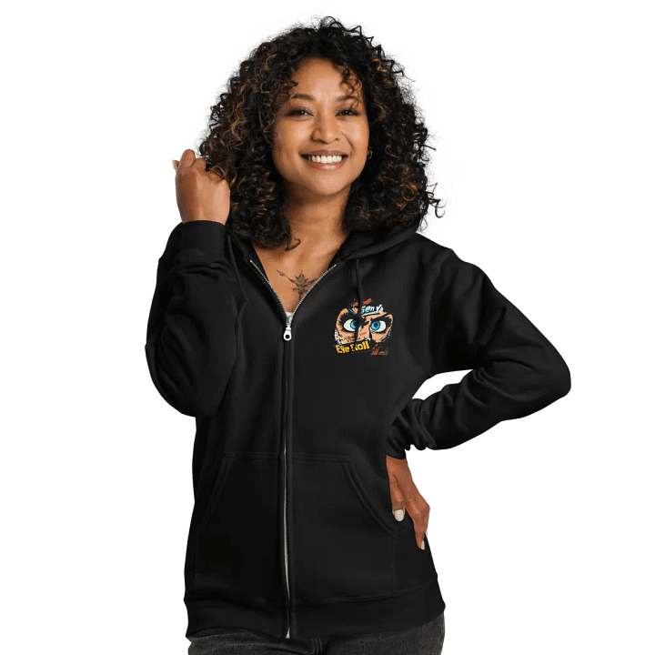 "Gen X Eye Roll Zip Hoodie – Funny Attitude Hoodie, Retro-Inspired Streetwear!" product image (2)