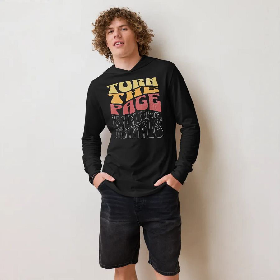Turn The Page Kamala Harris Retro Groovy Design, Inspirational Message Hoodie Vintage Style, product image (4)
