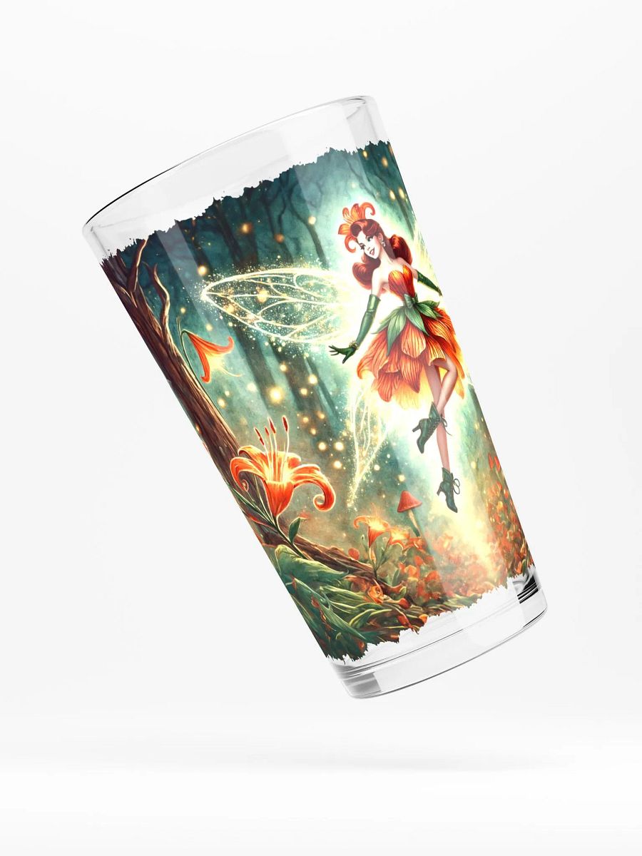 Enchanted Orange Lily Fairy 16 oz Glass - Fairytale Glassware product image (4)