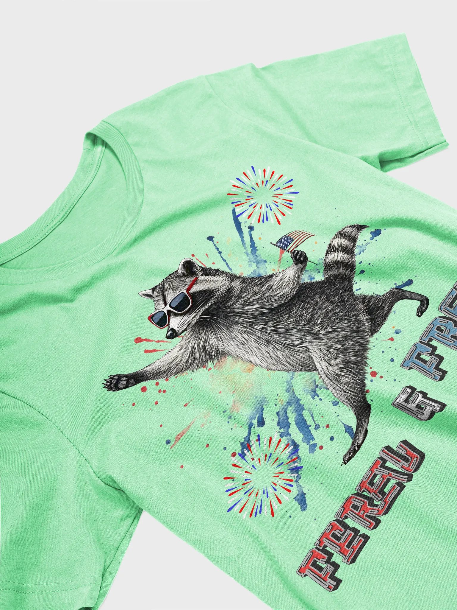 Feral And Free Raccoon Patriotic Forever T-Shirt product image (2)