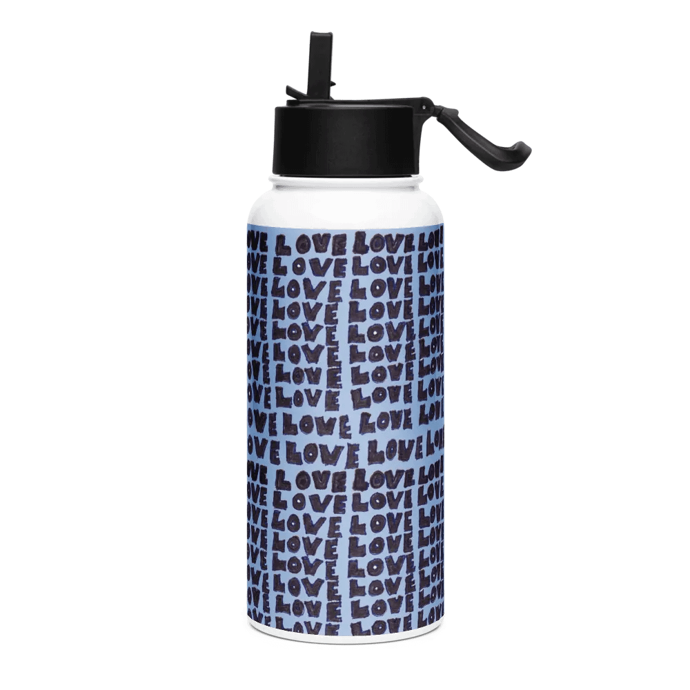 Love Stainless Steel Water Bottle with a Straw Lid in Blue product image (3)