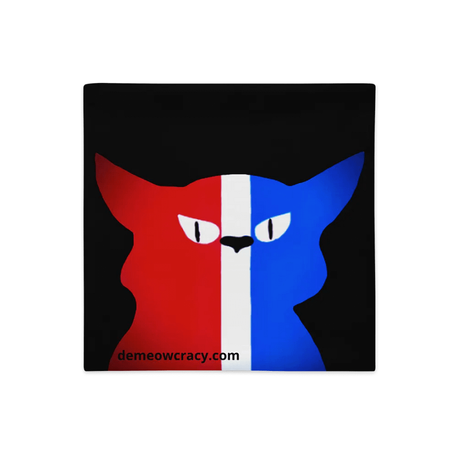 Original Tricolor DeMeowcracy Cat Reversible Pillow Cover - Red, White and Blue product image (7)