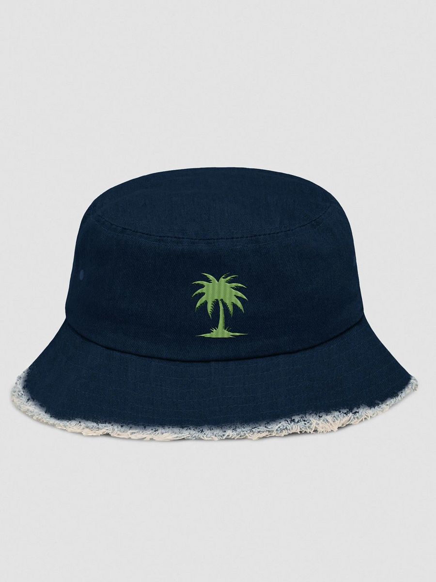 Tropical Vibes Embroidered Palm Tree Distressed Denim Bucket Hat product image (1)