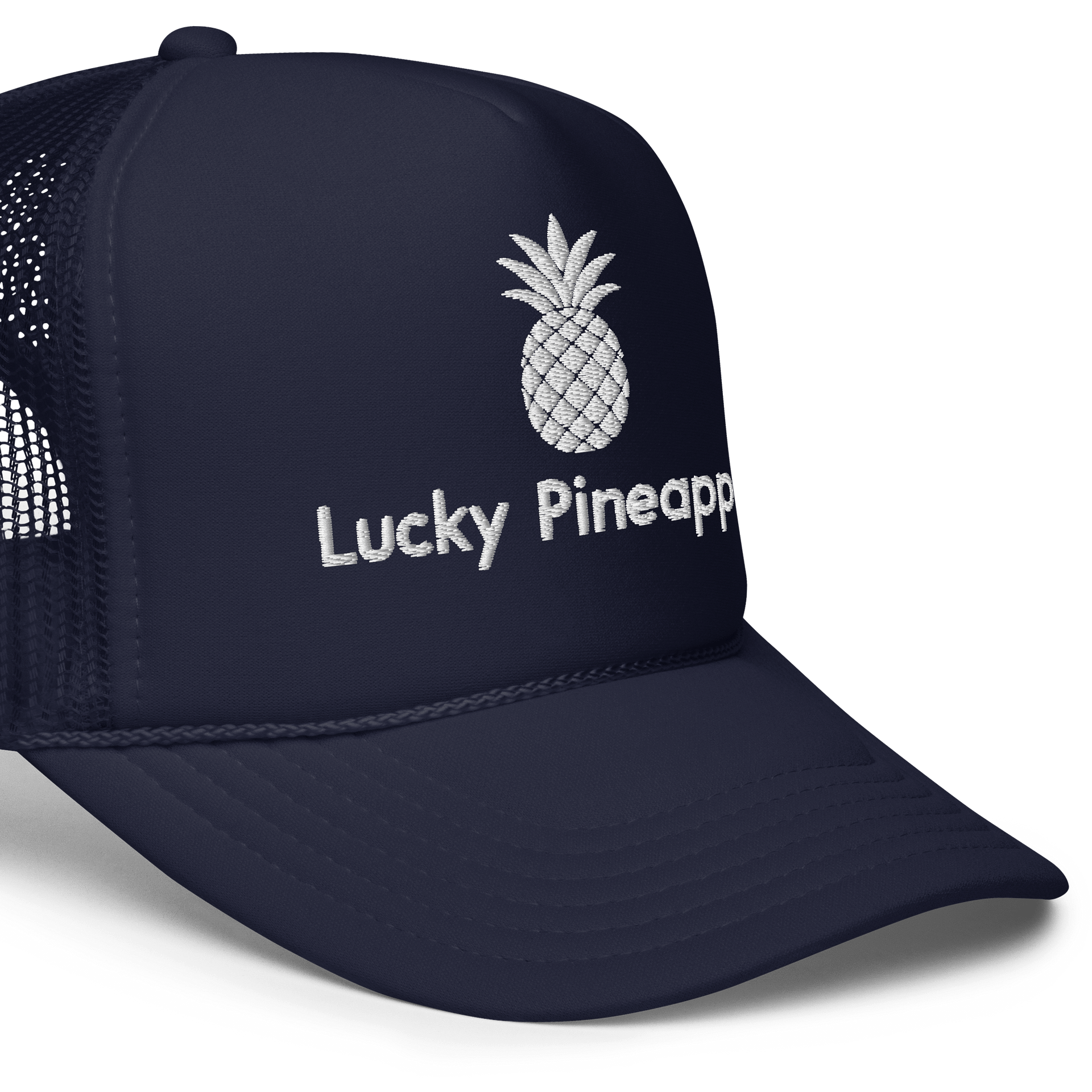 Lucky Pineapple Films Logo Embroidered Navy Blue Trucker Hat product image (5)
