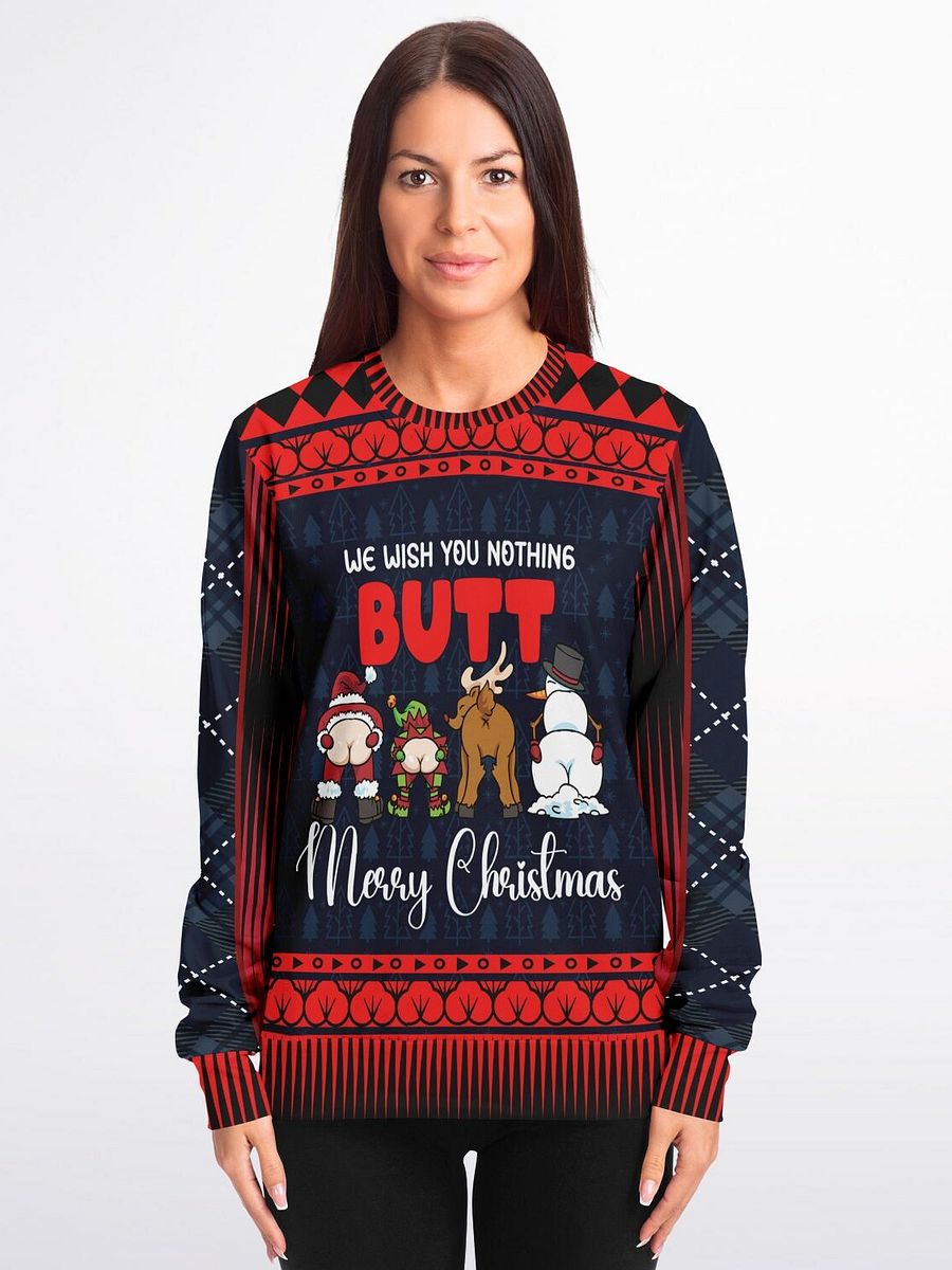“We Wish You Nothing Butt” Funny Christmas Sweatshirt | Holiday Party Jumper | Humorous Santa Elf Reindeer Design | Unisex Adult Christmas Gift product image (1)