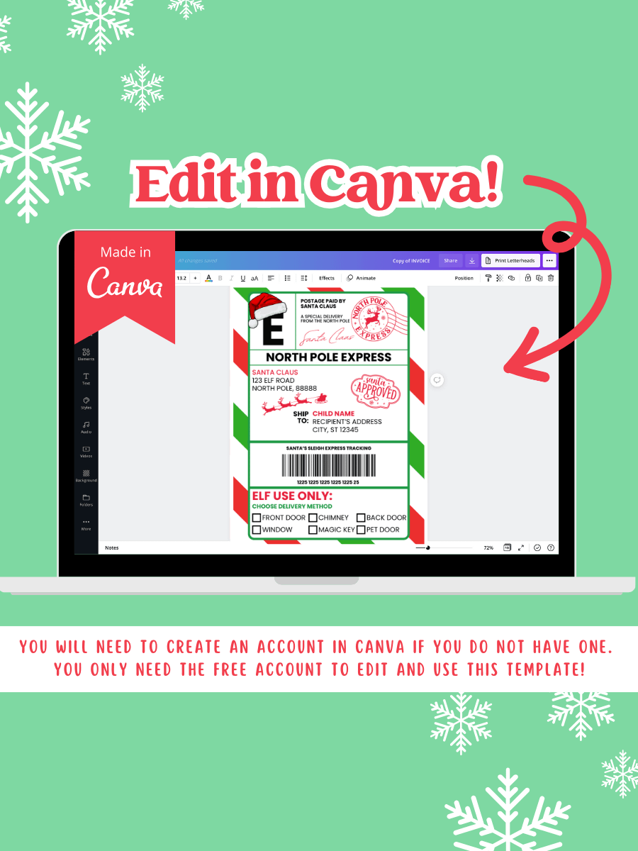 SANTA EDITABLE SHIPPING LABEL product image (4)