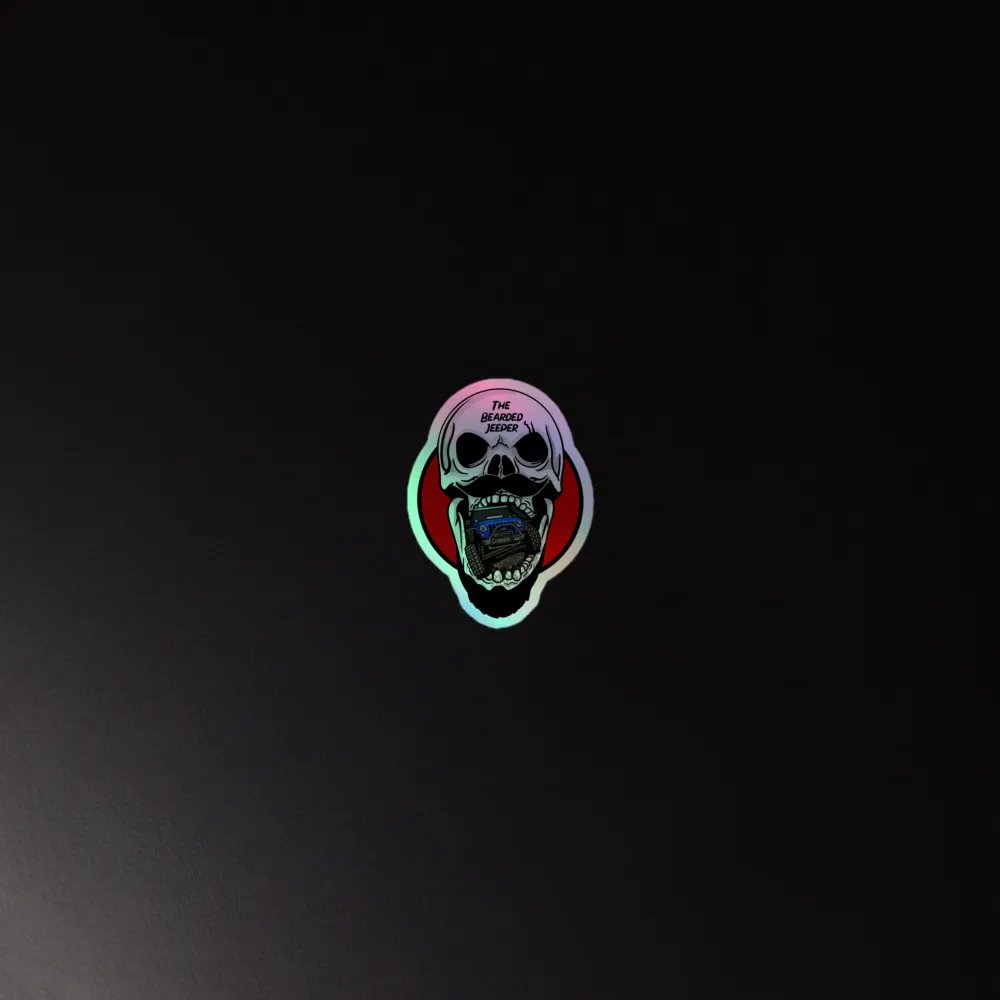 Bearded Jeeper Skull & Jeep Holographic Sticker product image (4)
