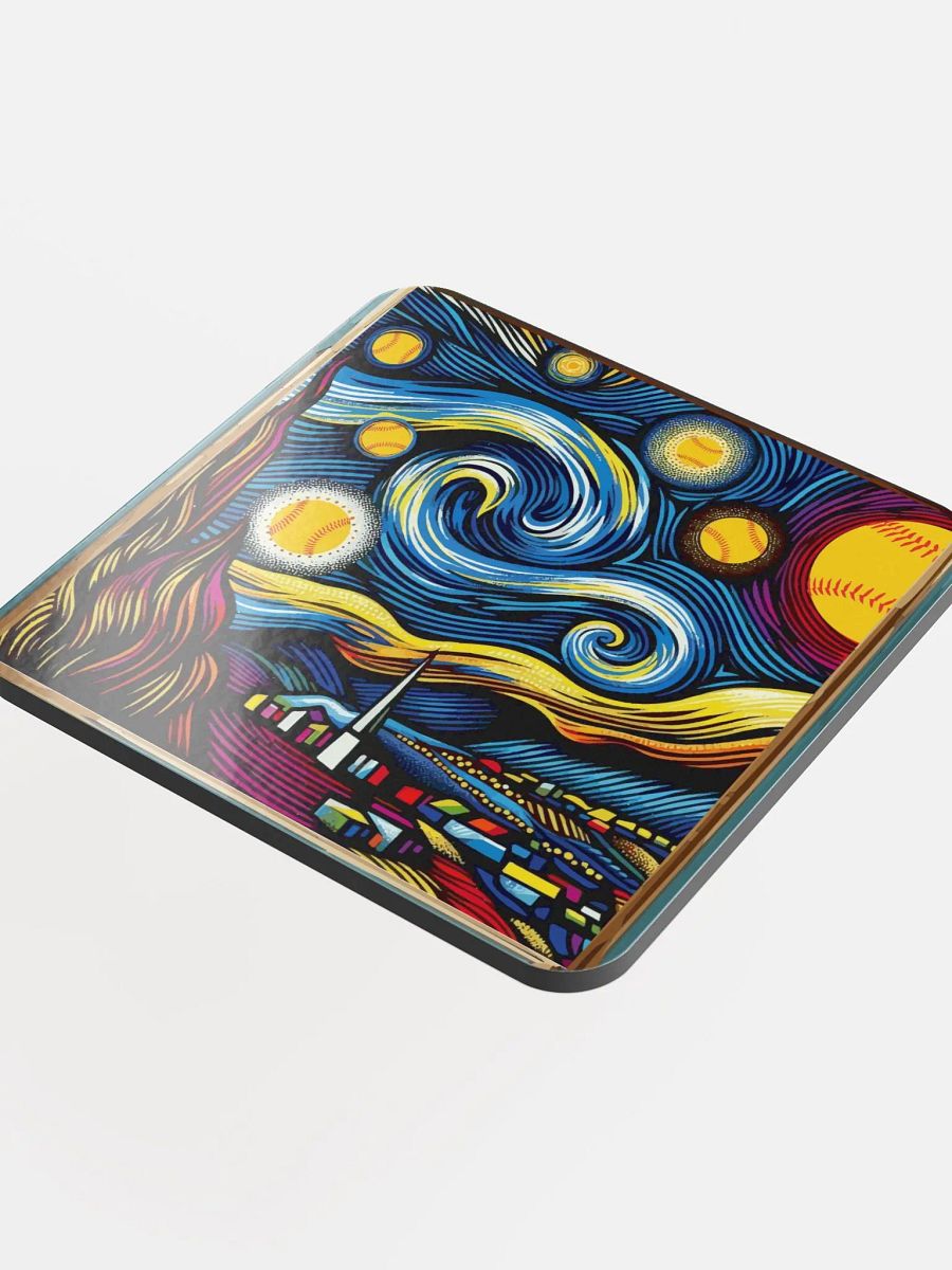 A Softball Starry Night Van Gogh Coaster Set product image (4)