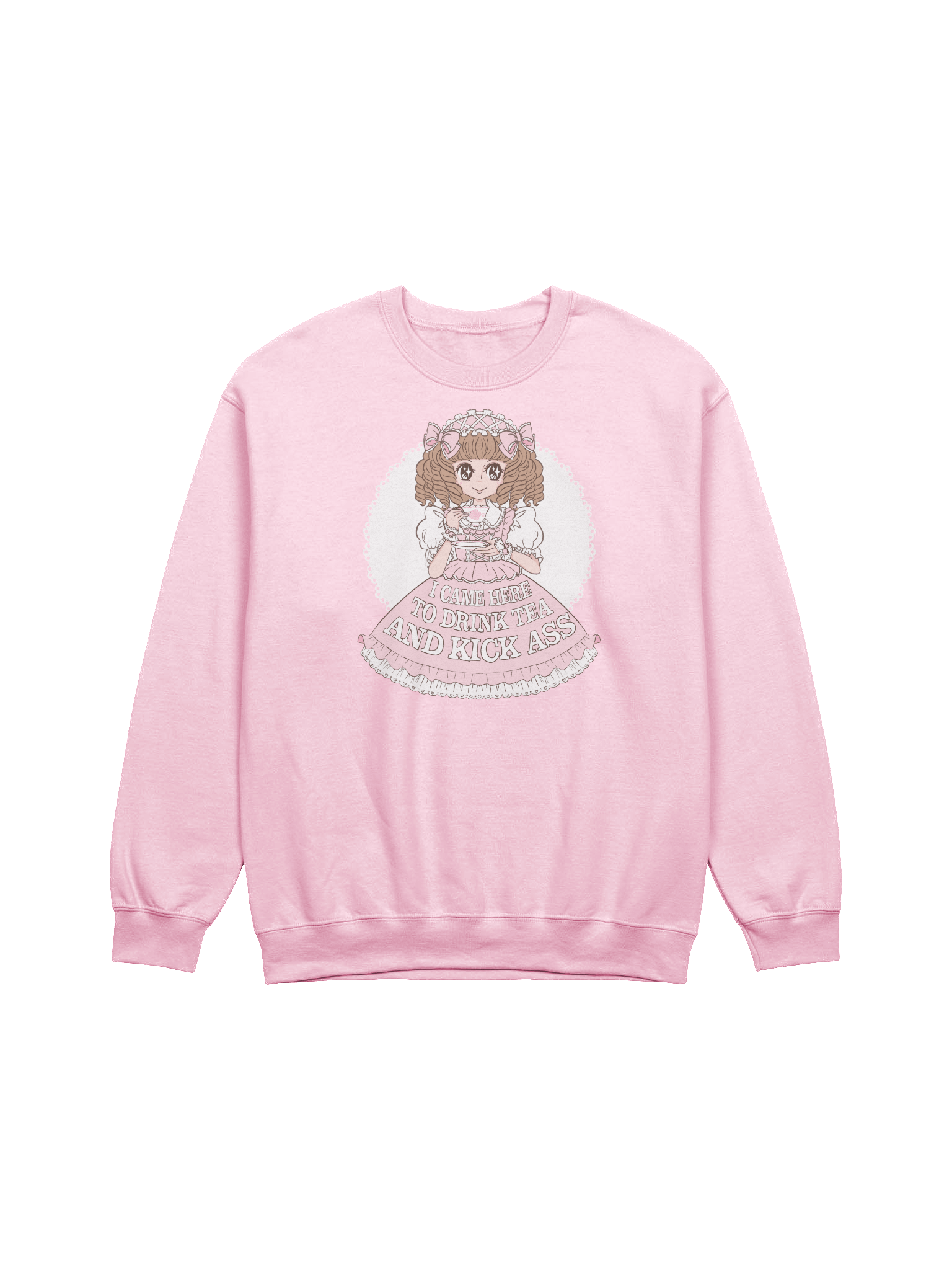I Came Here to Drink Tea & Kick Ass (Oldschool, Pink) sweatshirt product image (1)