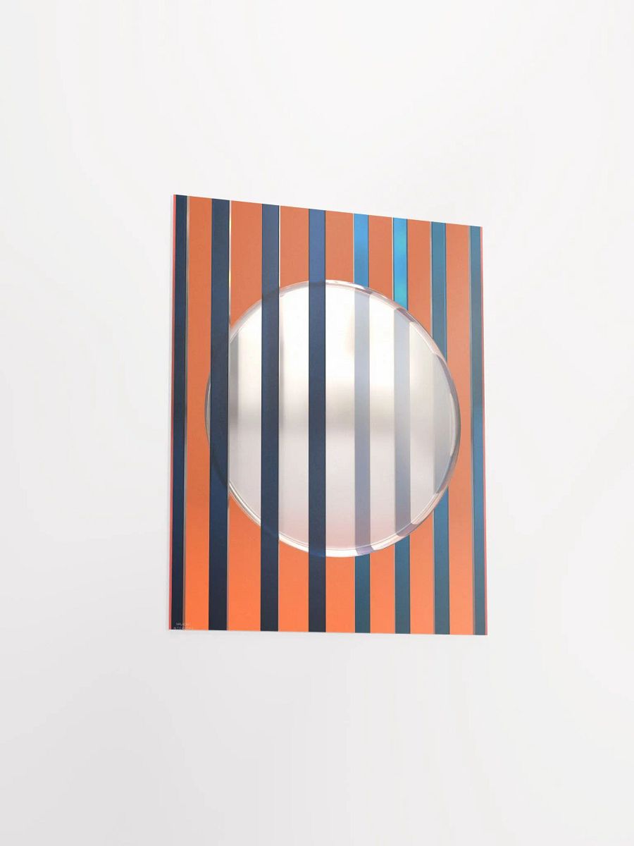 Minimalist 3D Digital Art | Blue Lines white Circle on Orange Background product image (4)