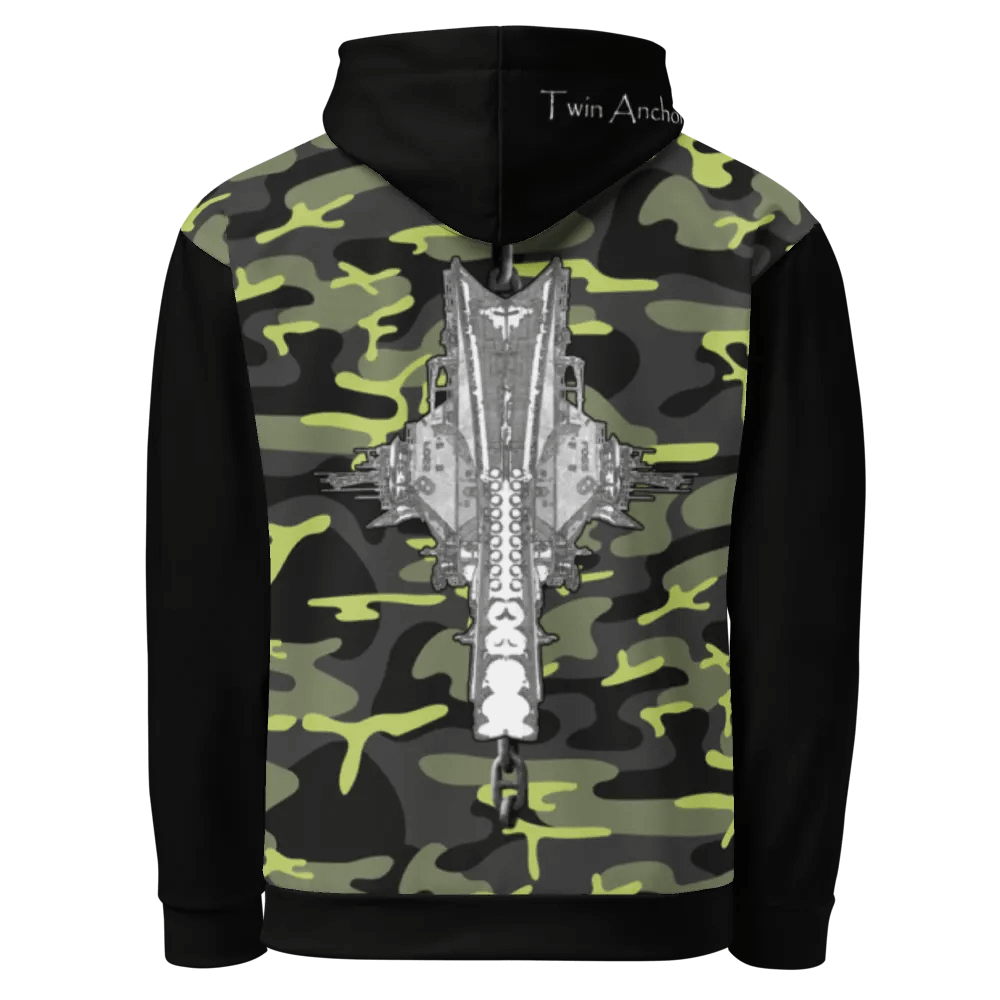 black & Green Camouflage Foss double tug Sketch Hoodie product image (1)