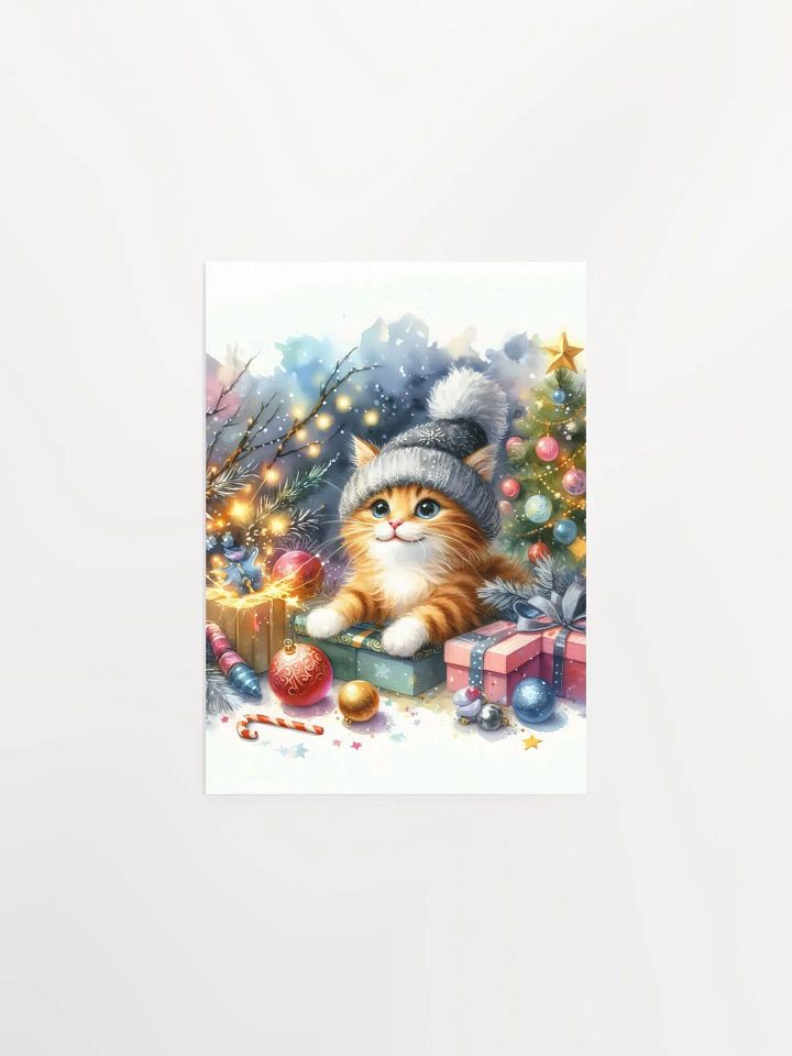 Festive Kitten in a Knit Hat Poster product image (1)