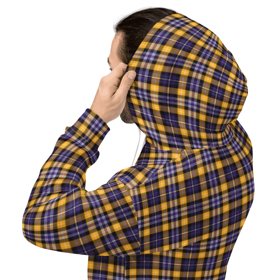 Purple and Yellow Gold Sporty Plaid Hoodie product image (8)