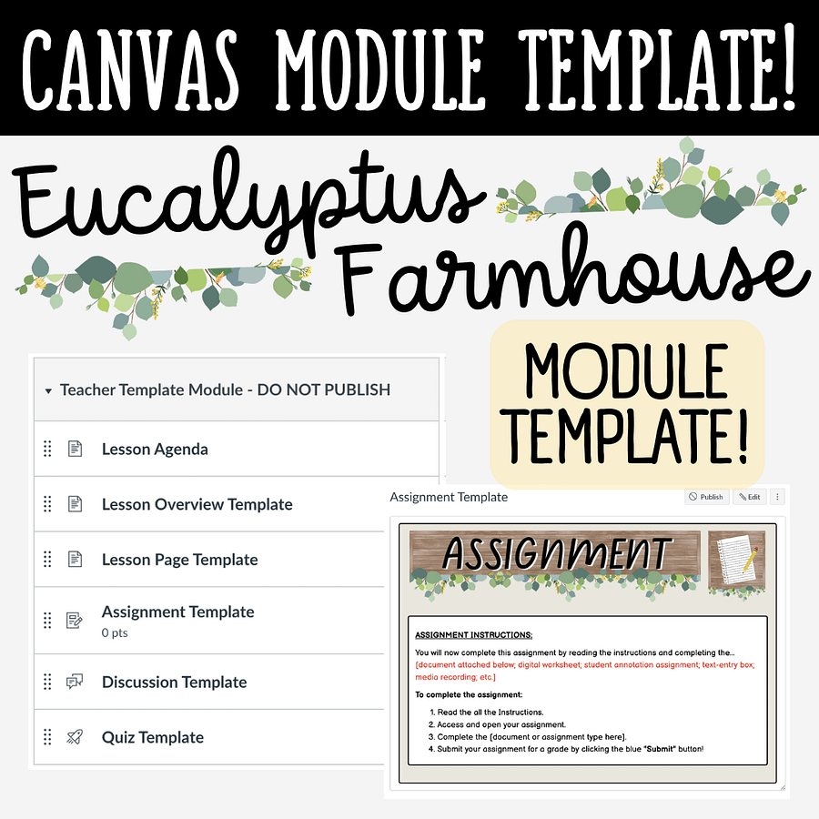 Canvas LMS Template - COURSE BUNDLE - Eucalyptus Farmhouse - 100% Customizable product image (7)