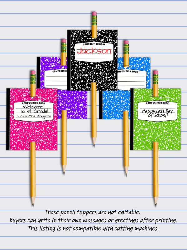 Notebook Pencil Toppers - Composition Notebook Printable product image (8)