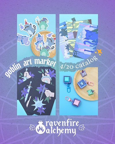 The day has come! Here’s what I’m bringing ~ Prints, stickers, fidget keychains and hand-sculpted keycaps! 
✨
Goblin Art Mark...