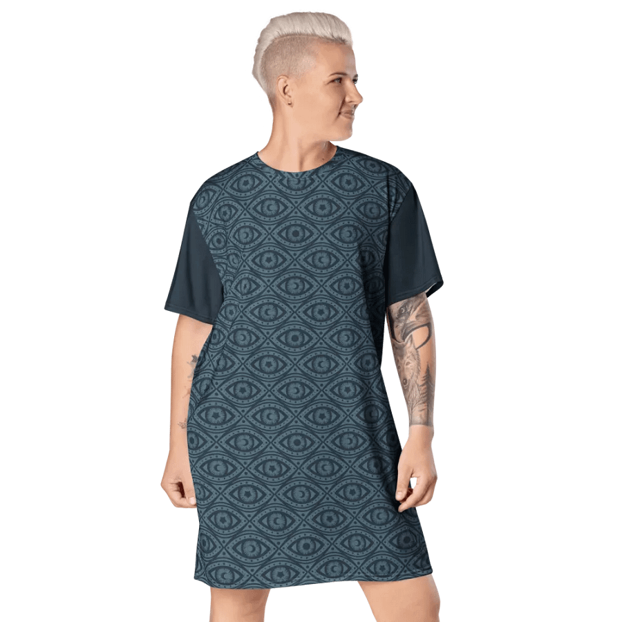 Boho Celestial Eyes Stars & Moons T-Shirt Dress product image (3)