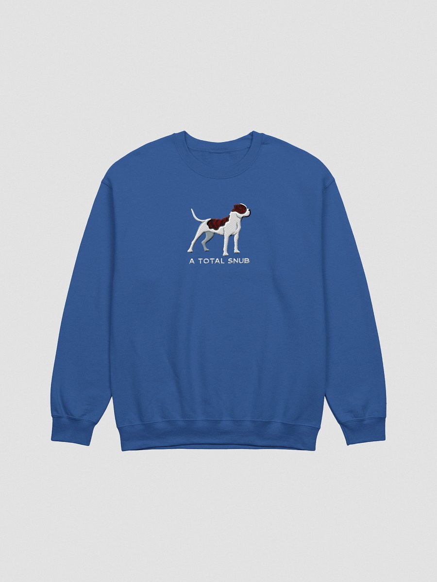 A Total Snub Sweatshirt (Embroidered) of an American Bulldog(Brindle & White) product image (10)
