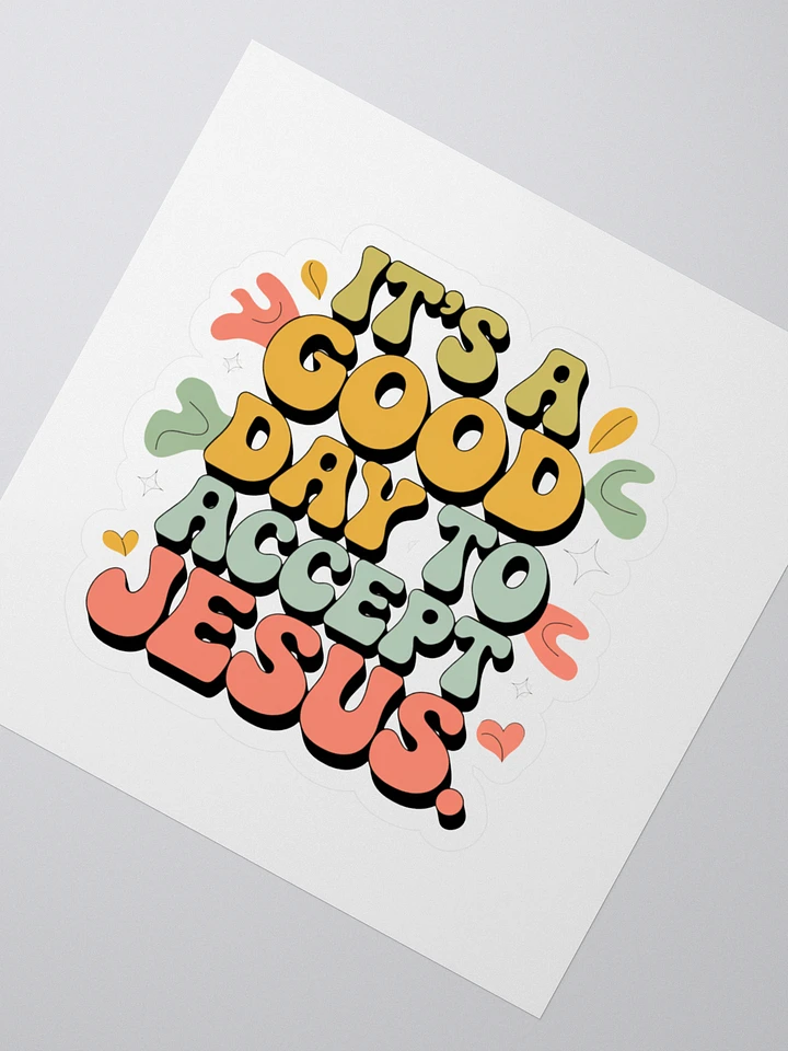 Retro Jesus Sticker – Spread Faith with Good Day Design product image (2)