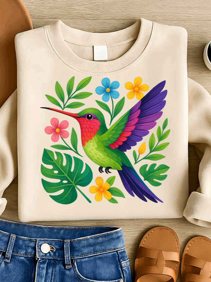 Hummingbird Spring Sublimation PNG – Delicate Bird Clipart for T-Shirts – Vibrant & Fresh Seasonal Design – 300 DPI Instant Digital Download product image (1)