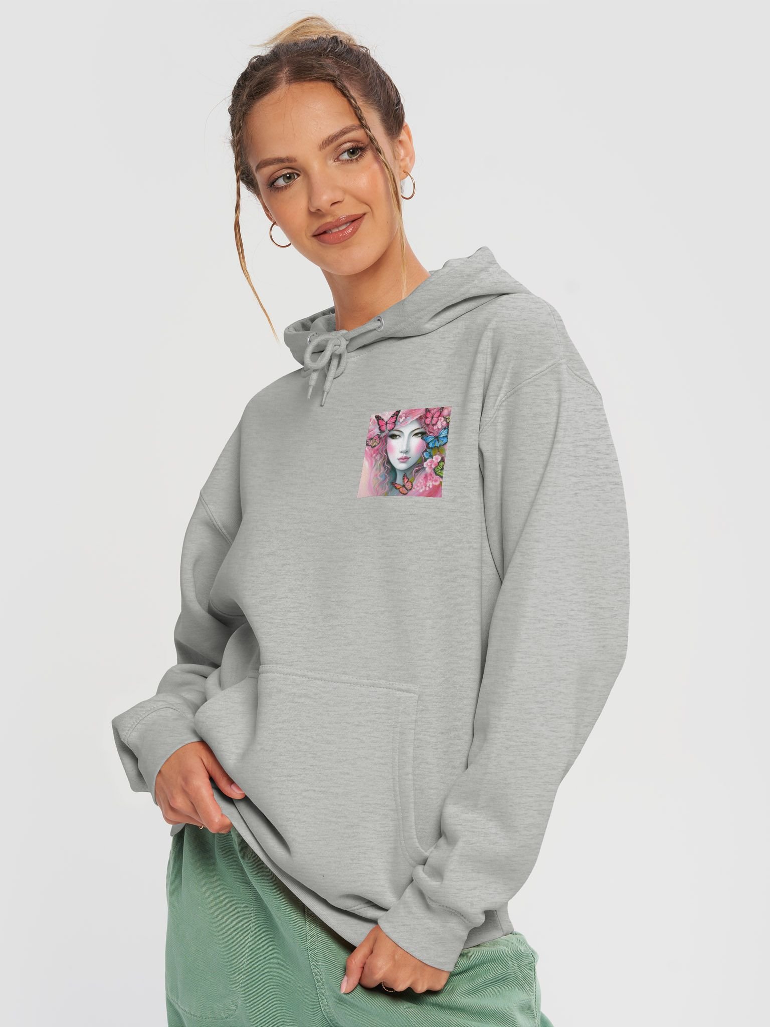 Woman With Pink Butterflies Hoddie product image (11)