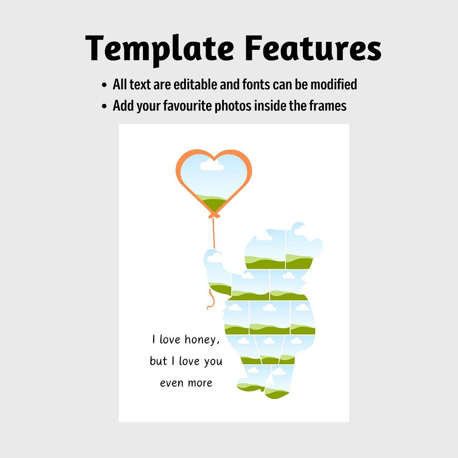 Winnie The Pooh Honey Bear Photo Collage Frames Canva Template product image (4)