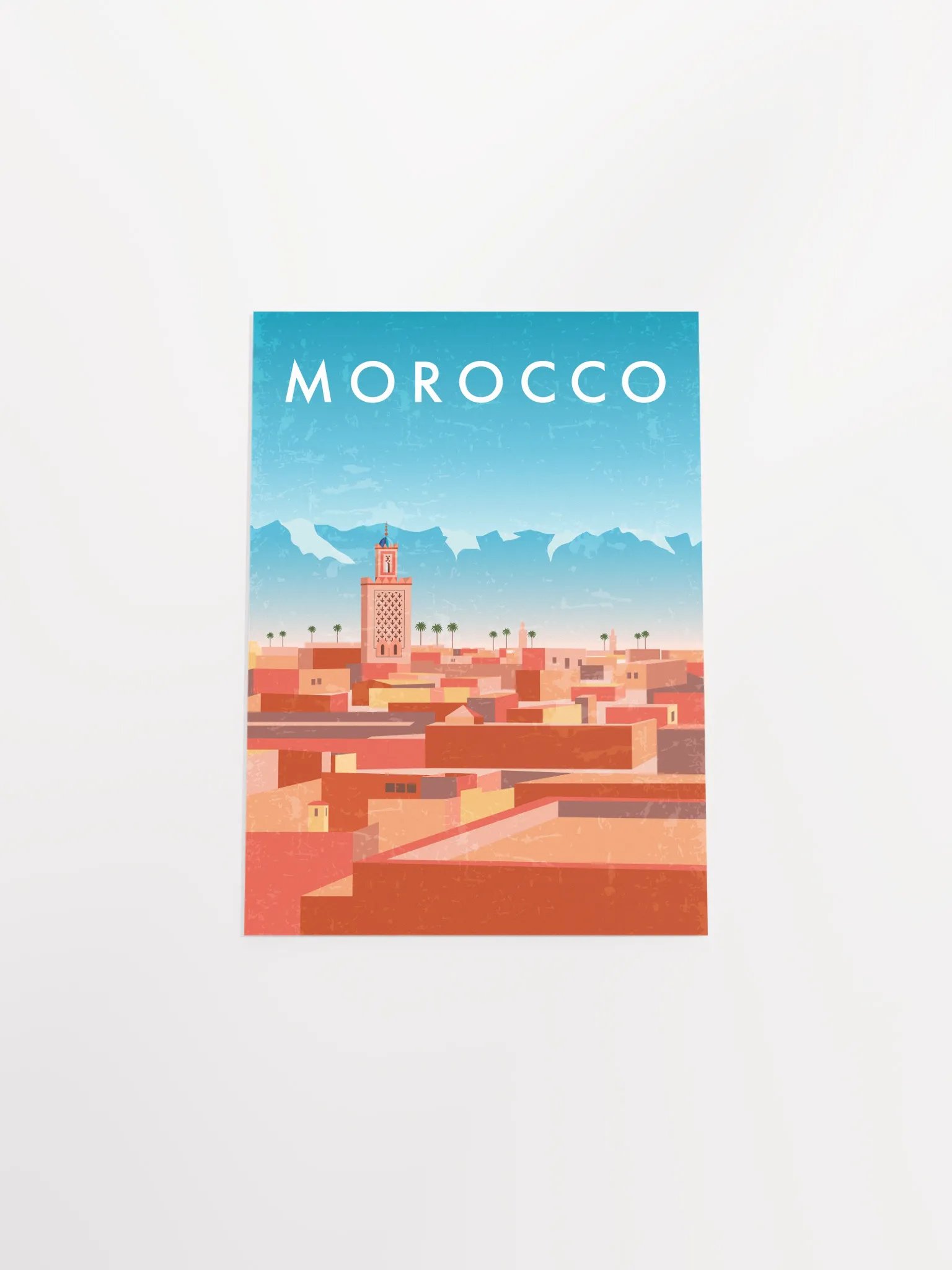 Morocco, Marrakesh — Retro travel minimalist poster, retro travel art, retro travel wall art, vector art product image (9)