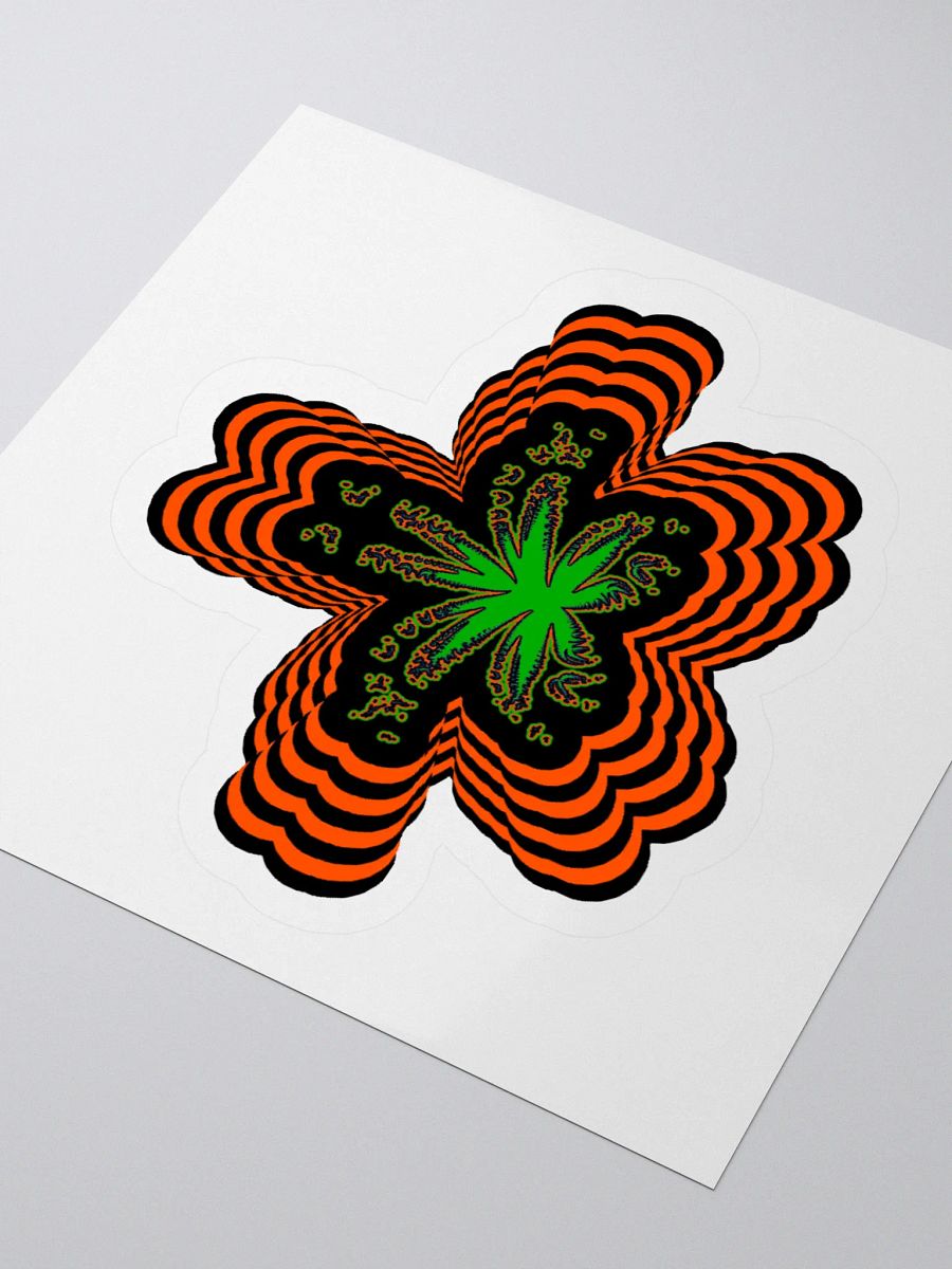 Twisted Weed Leaf Stoner Sticker, Orange Black Green Cannabis 420 Flower Art product image (3)