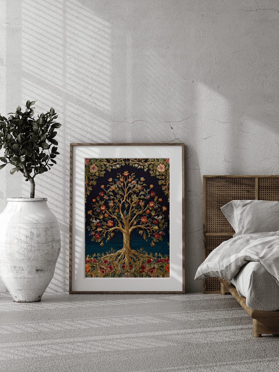 Indian Tree of Life Vintage Folk Art | Blossoming Tree | Floral Print Pichwai Painting | Bohemian Wall Art product image (8)