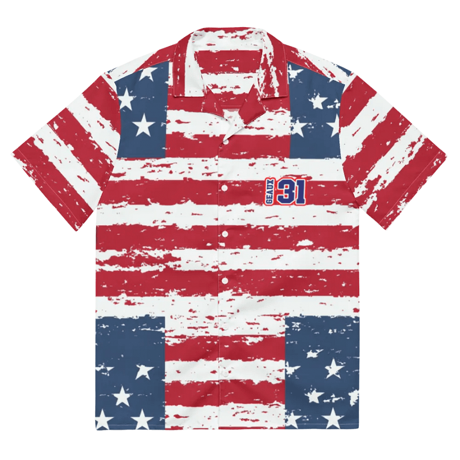 Geaux 31 - Vintage Flag Pattern Hawaiian Style Shirt product image (2)