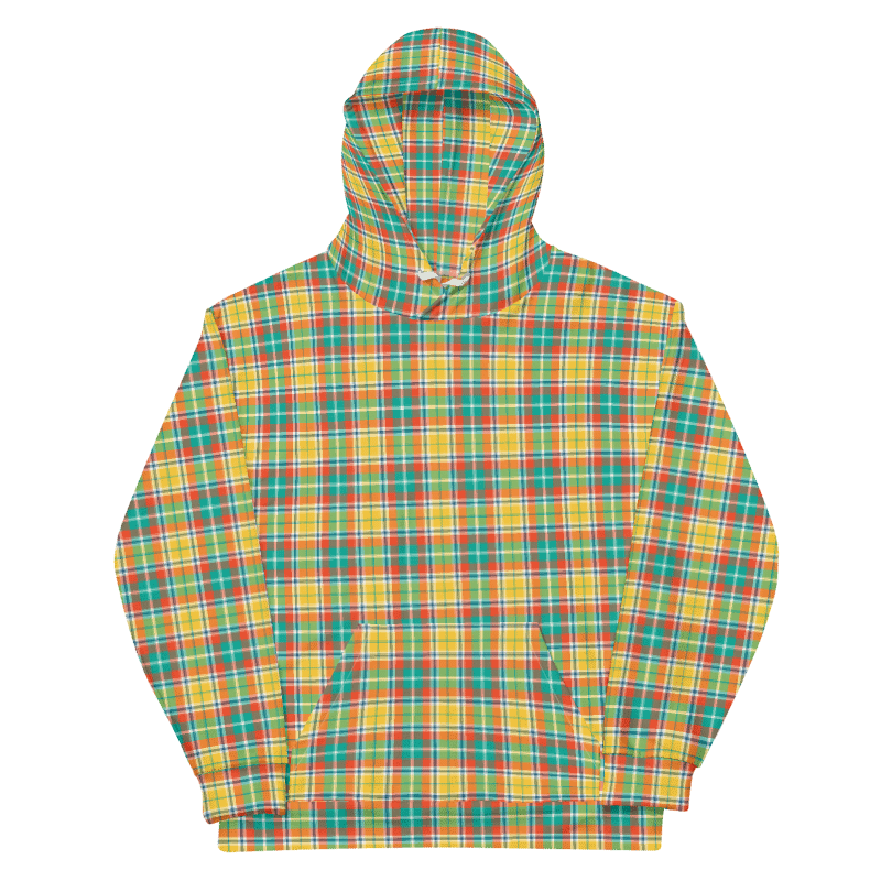 Yellow and Seafoam Green Plaid Hoodie product image (6)