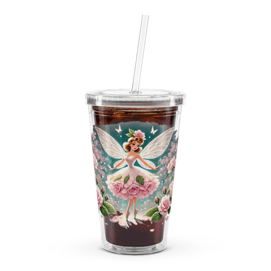 Pink Rose Fairy Plastic Tumbler with Straw product image (7)
