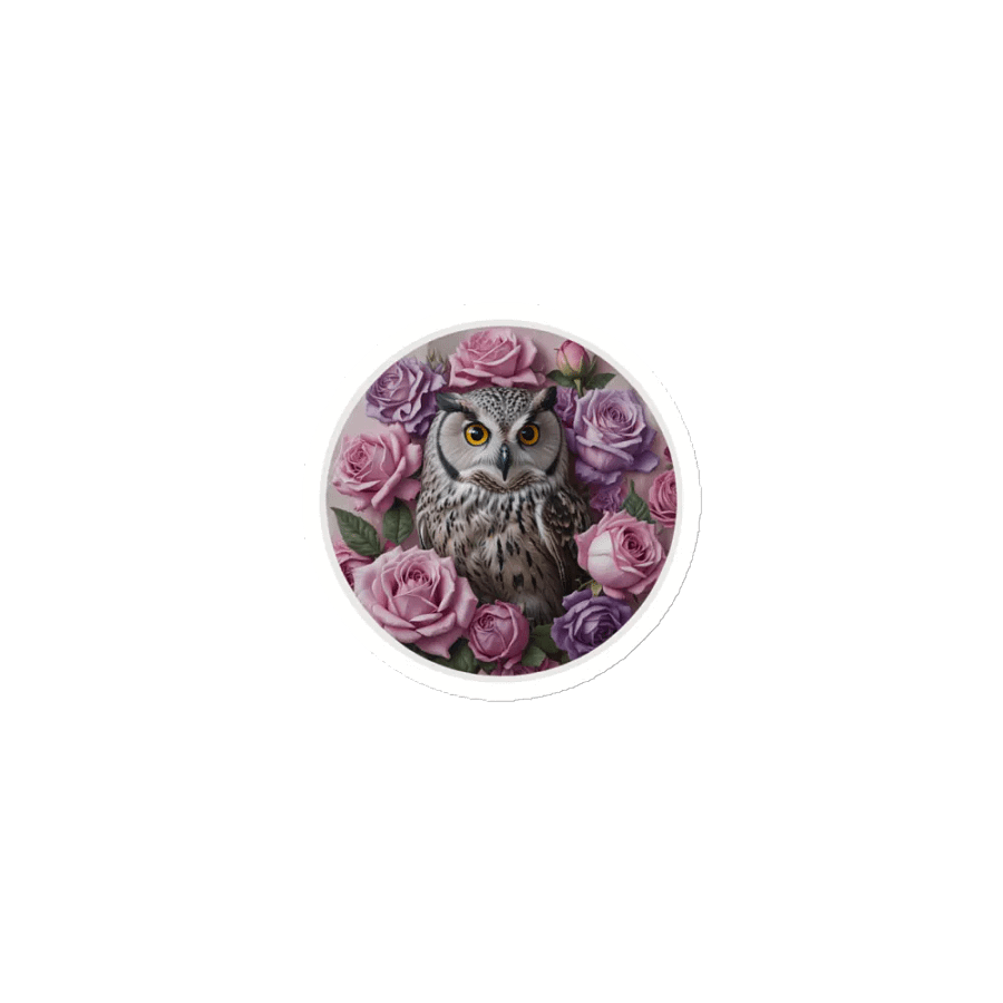 Whimsical Owl and Roses Die-Cut Magnets product image (1)