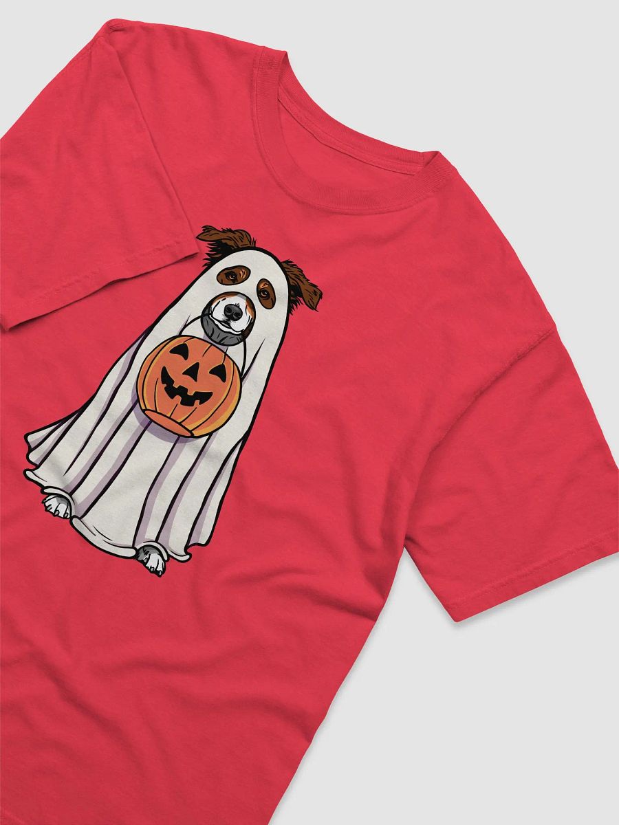 Funny Halloween Australian Shepherd(Red Tricolor)T-Shirt | Funny Aussie Wearing a Ghost Costume and Holding a Pumpkin Basket product image (15)