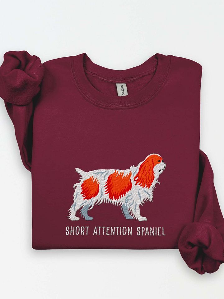 Short Attention Spaniel Sweatshirt (Embroidered) of an English Toy Spaniel(Blenheim) product image (1)