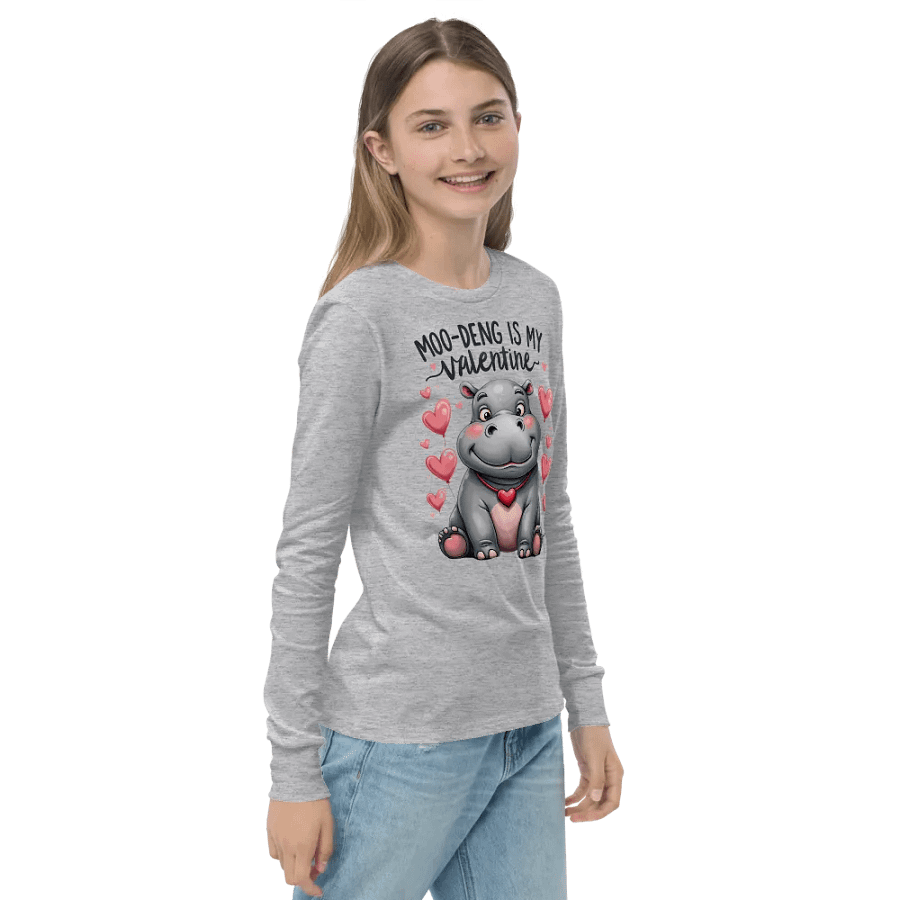 Moo-Deng is My Valentine Long Sleeve Tee product image (4)
