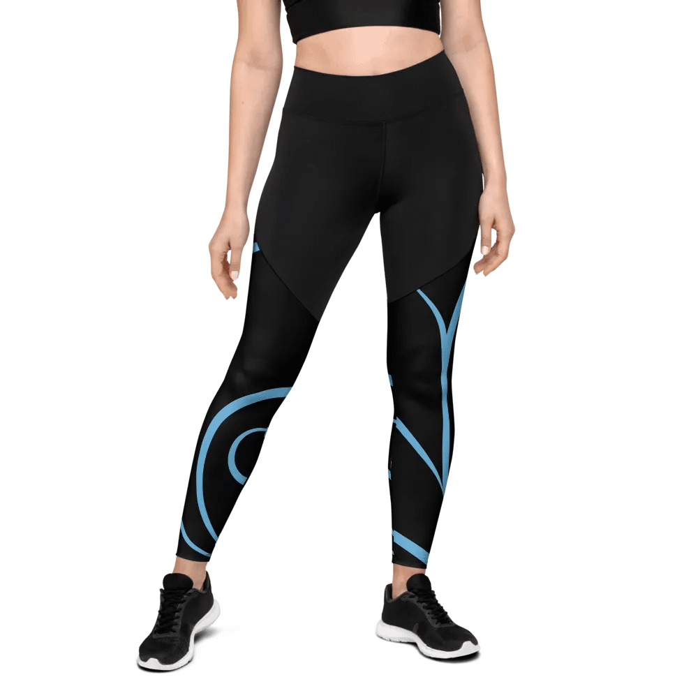 Flowing Blue Flourish All-Over Print Sports Leggings product image (3)