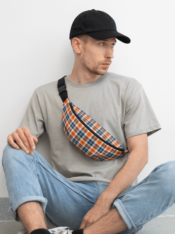 Orange and Blue Sporty Plaid Fanny Pack product image (1)