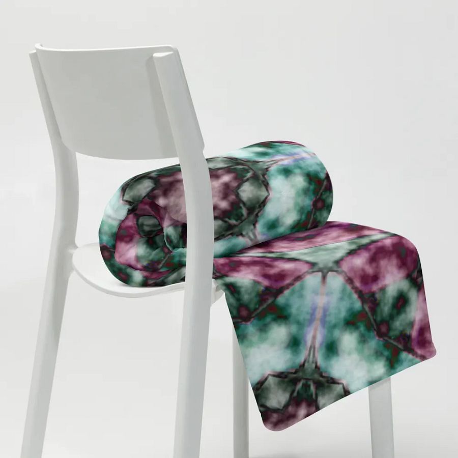 Bohemian 6 Pointed Madala Teal and Pink/ Throw Blanket by Allcolor product image (2)