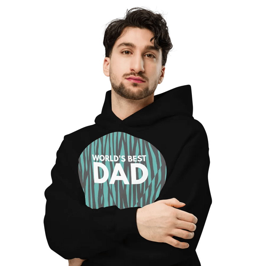 World's Best Dad Teal Stripe eco Hoodie product image (6)